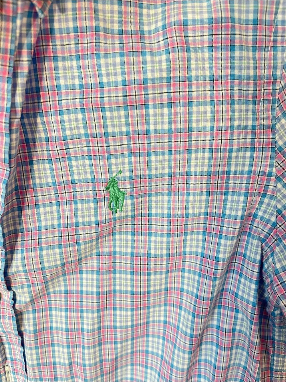 Ralph Lauren Boys 8 Blue Pink Plaid Cotton Button Down Shirt Preppy Fall